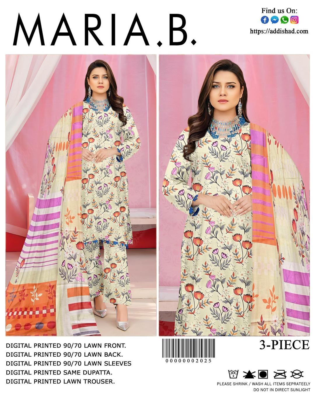 Ivory Printed Lawn Suit - 3 Pcs Set