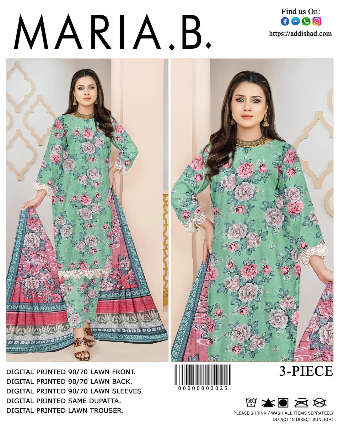 Digital Print Lawn Suit - 3 Pcs in Blue