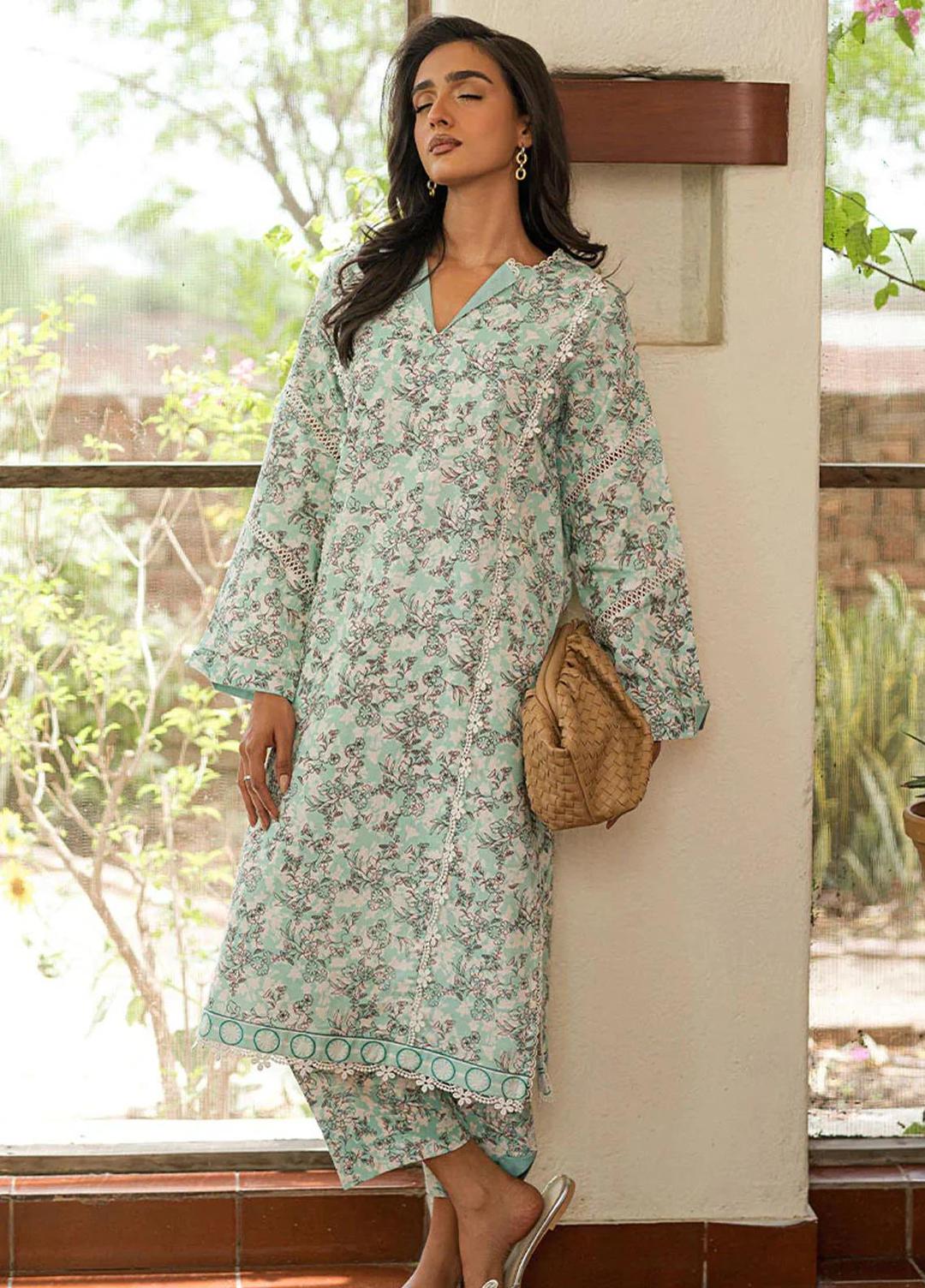 2 Pcs Women's Unstitched Linen Printed Suit