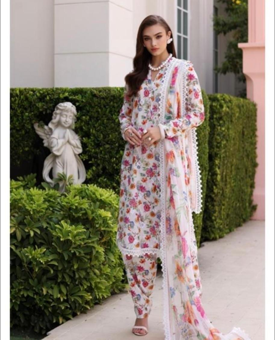 2 Pcs Women's Unstitched Linen Printed Suit