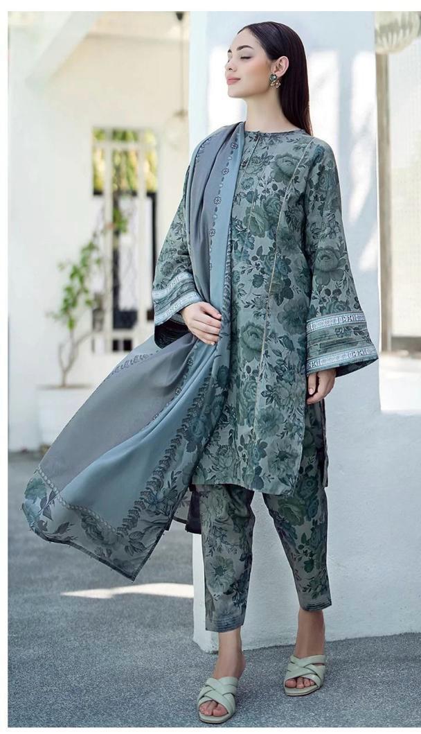 2 Pcs Women's Unstitched Linen Printed Suit