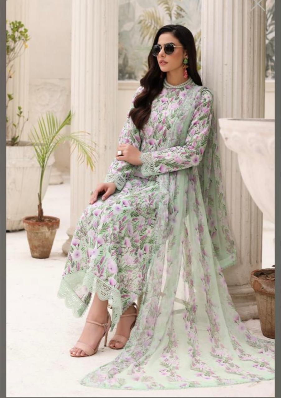 2 Pcs Women's Unstitched Linen Printed Suit