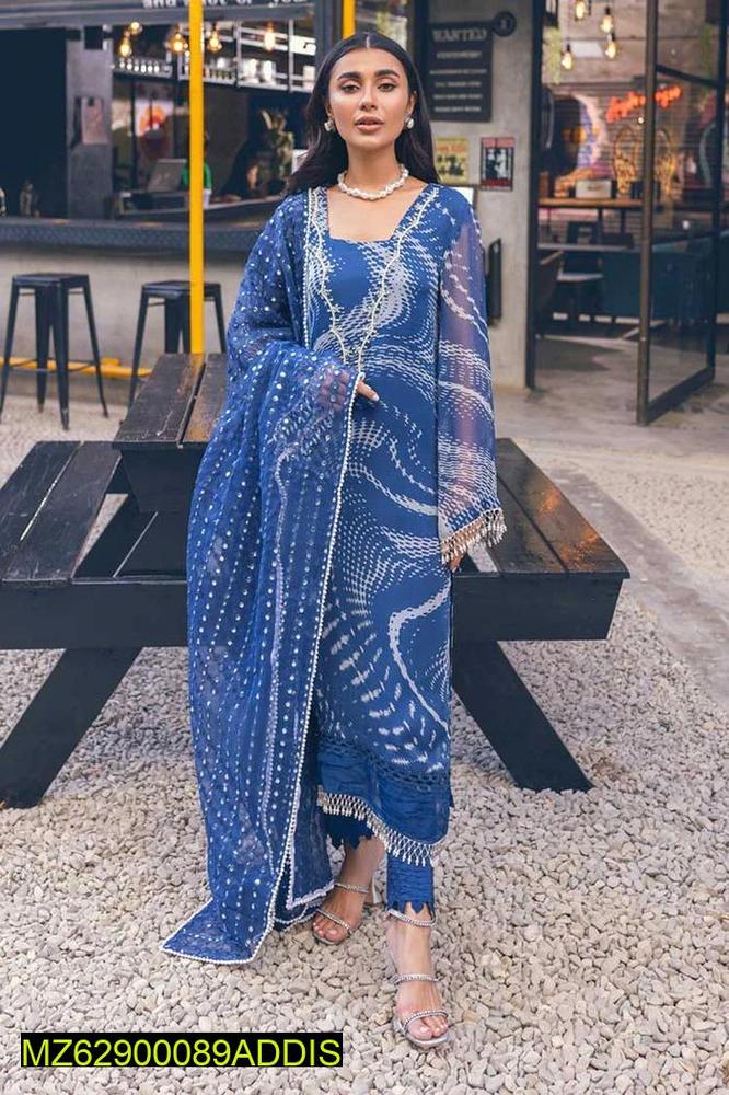 3 Pcs Women's Unstitched Khaddar Printed Suit