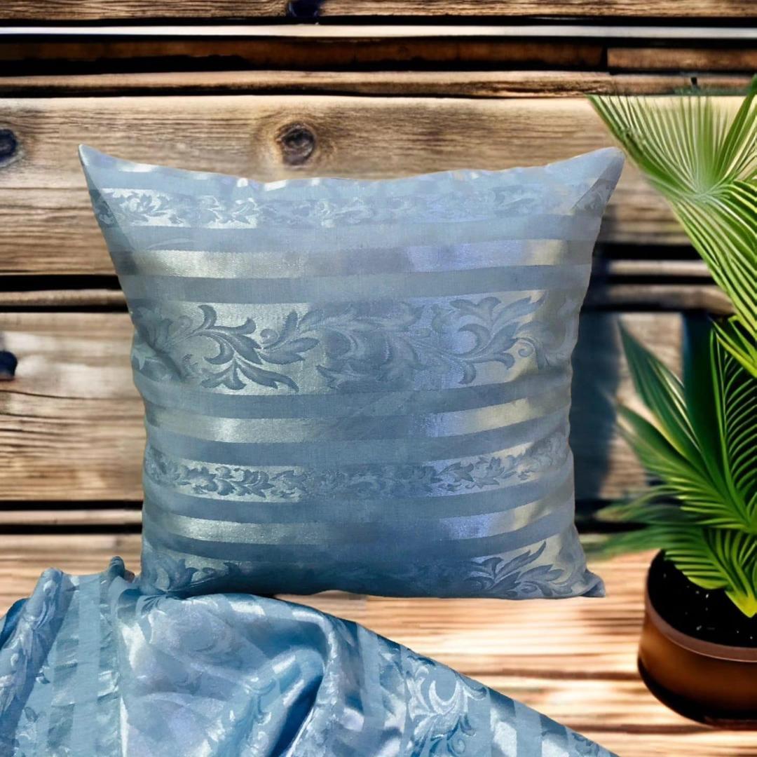 Silk Printed Cushion Filling – 2 Pcs Blue Comfort