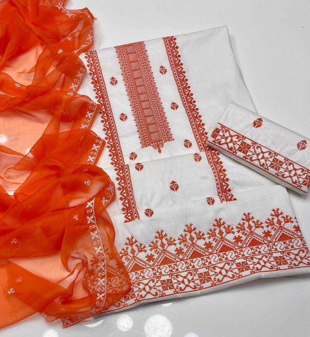 3 Pcs Women's Unstitched Embroidered Suit