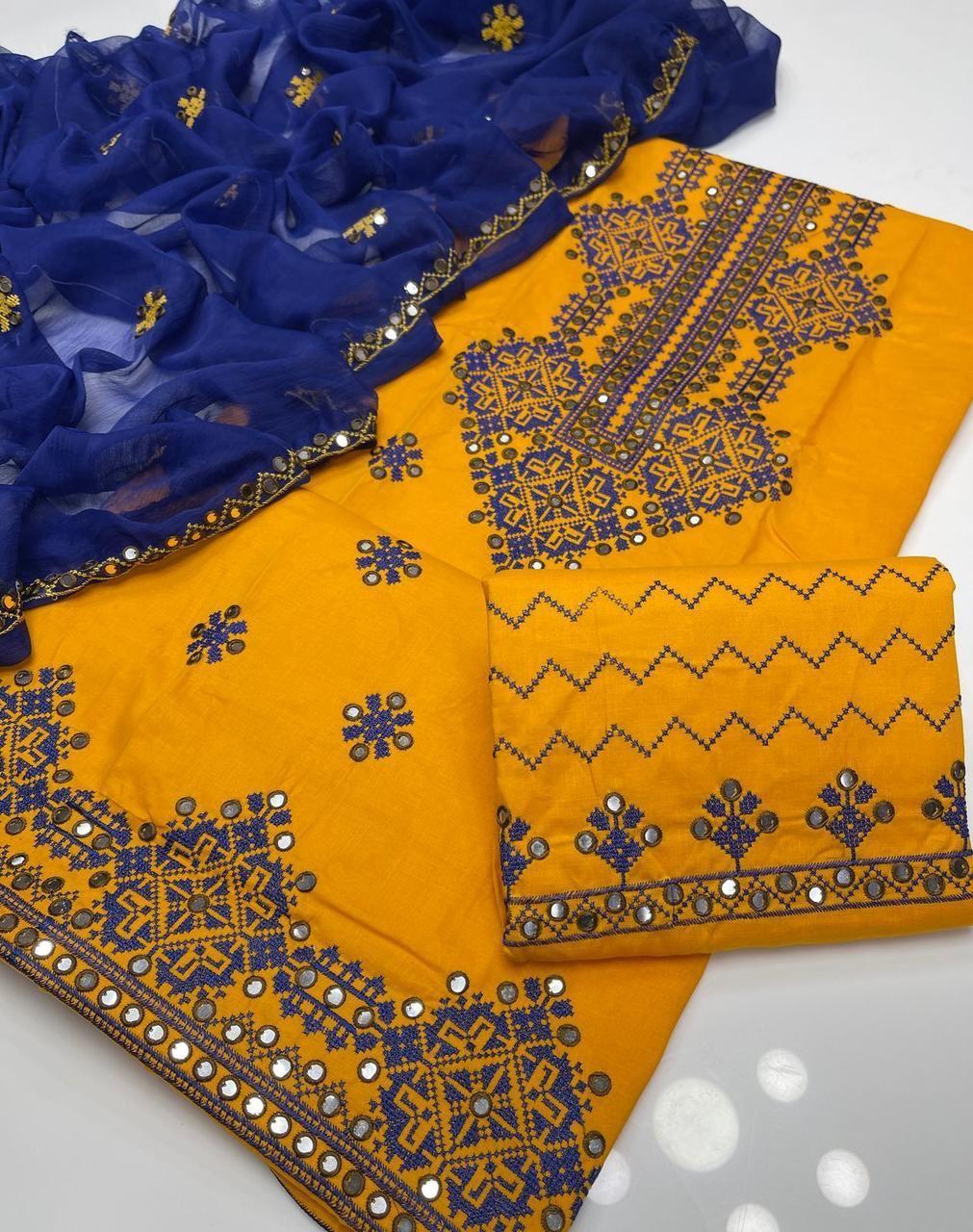 3 Pcs Women's Unstitched Sequins Embroidered Suit