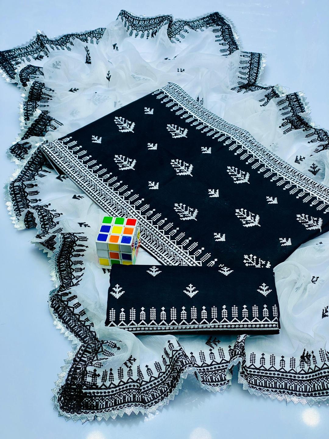 3 Pcs Women's Unstitched Embroidered Suit