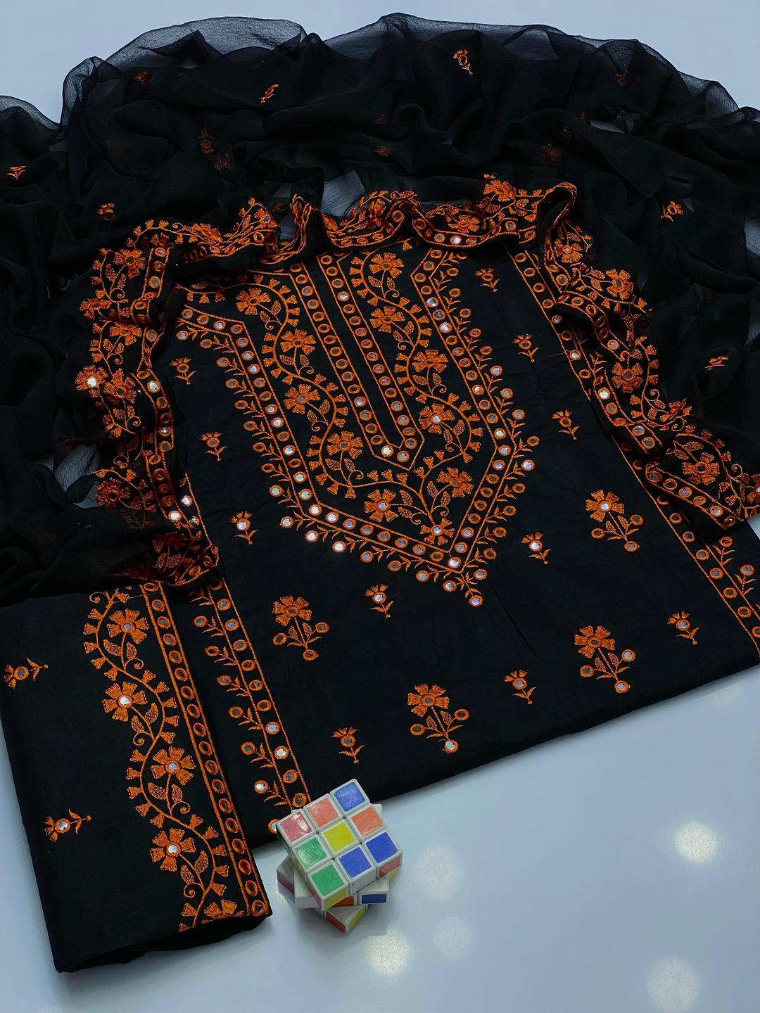 3 Pcs Women's Unstitched Embroidered Suit