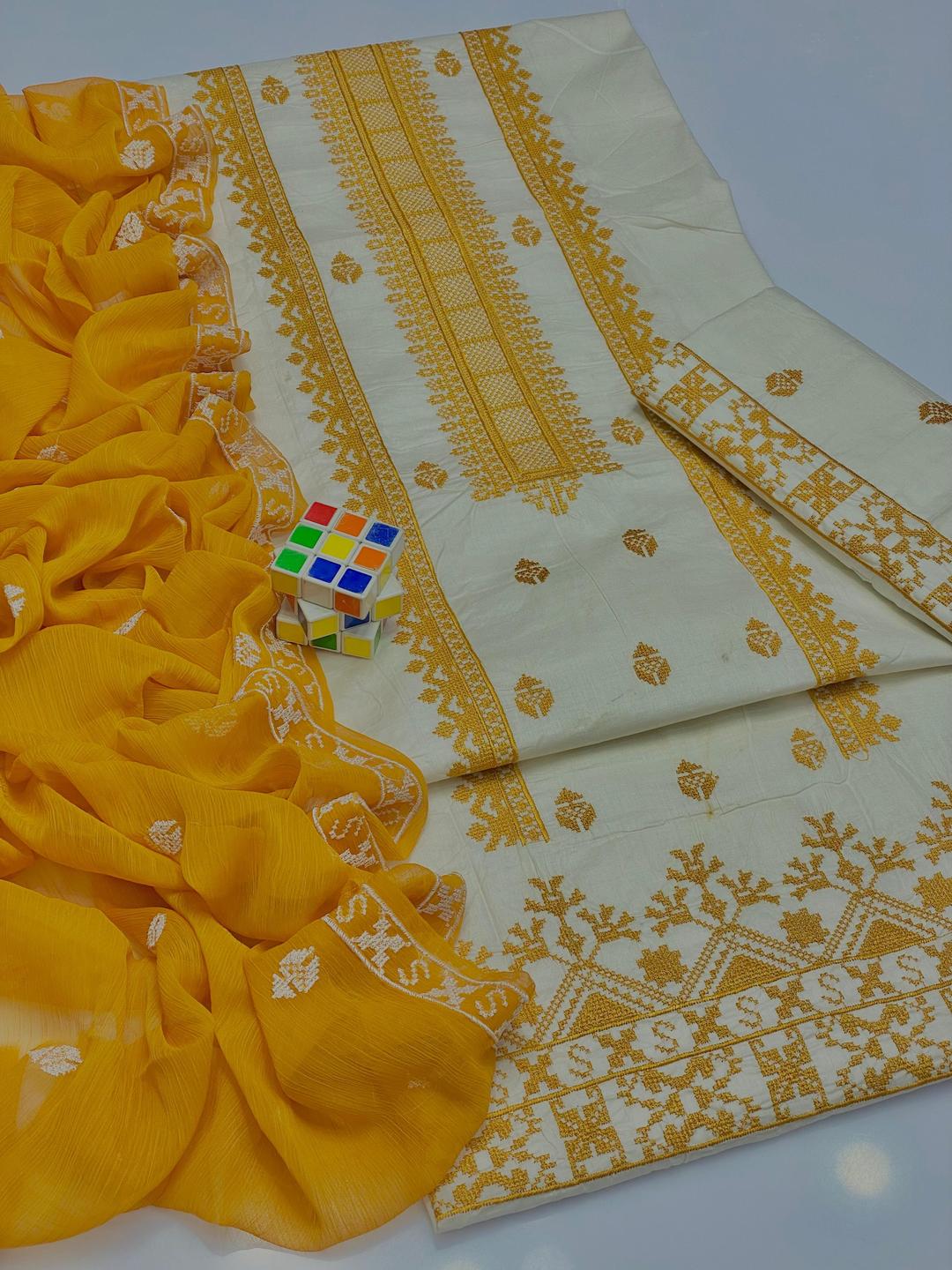 3 Pcs Women's Unstitched Embroidered Suit