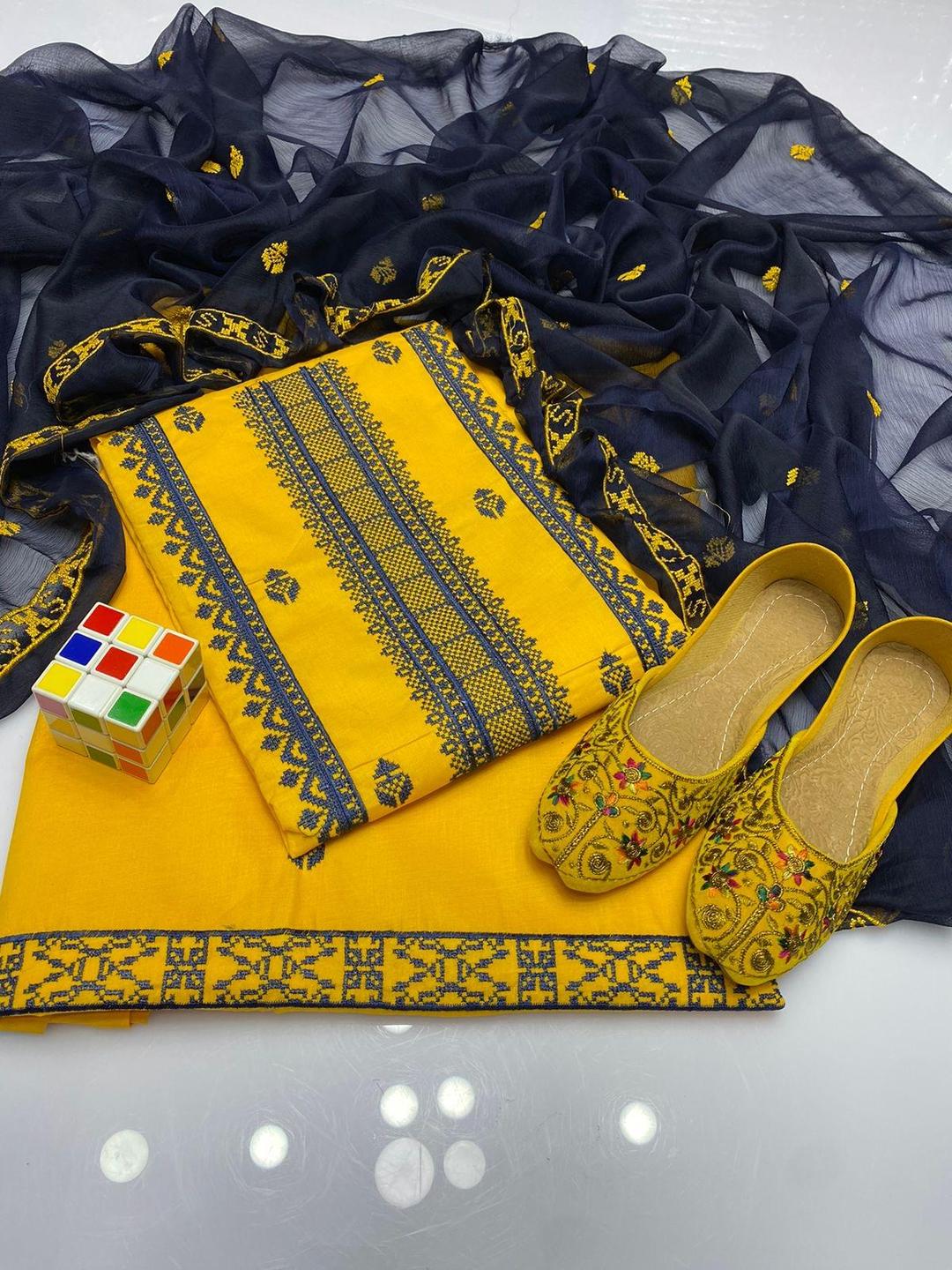 3 Pcs Women's Unstitched Embroidered Suit