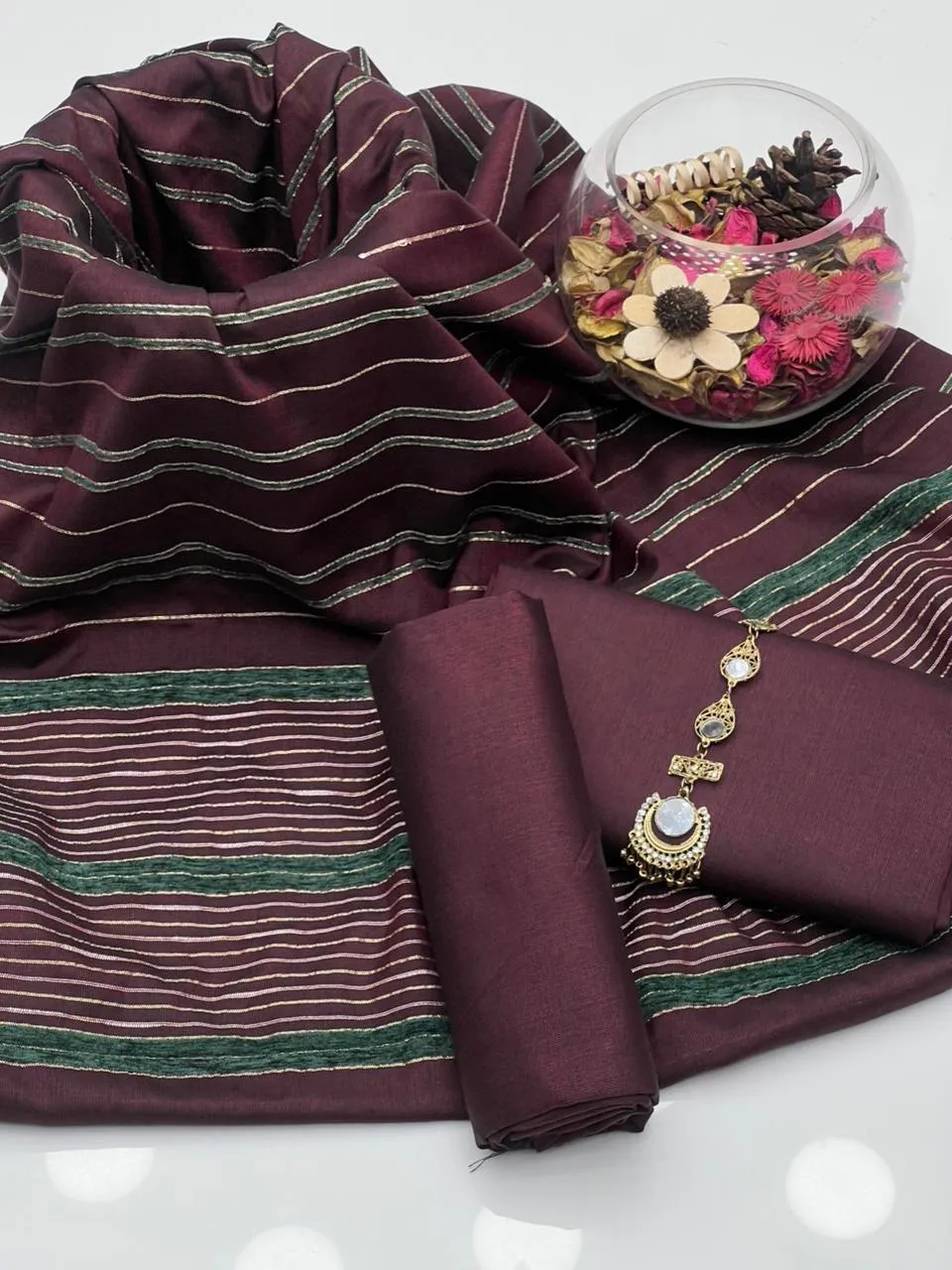 3 Pcs Women's Unstitched Embroidered Suit