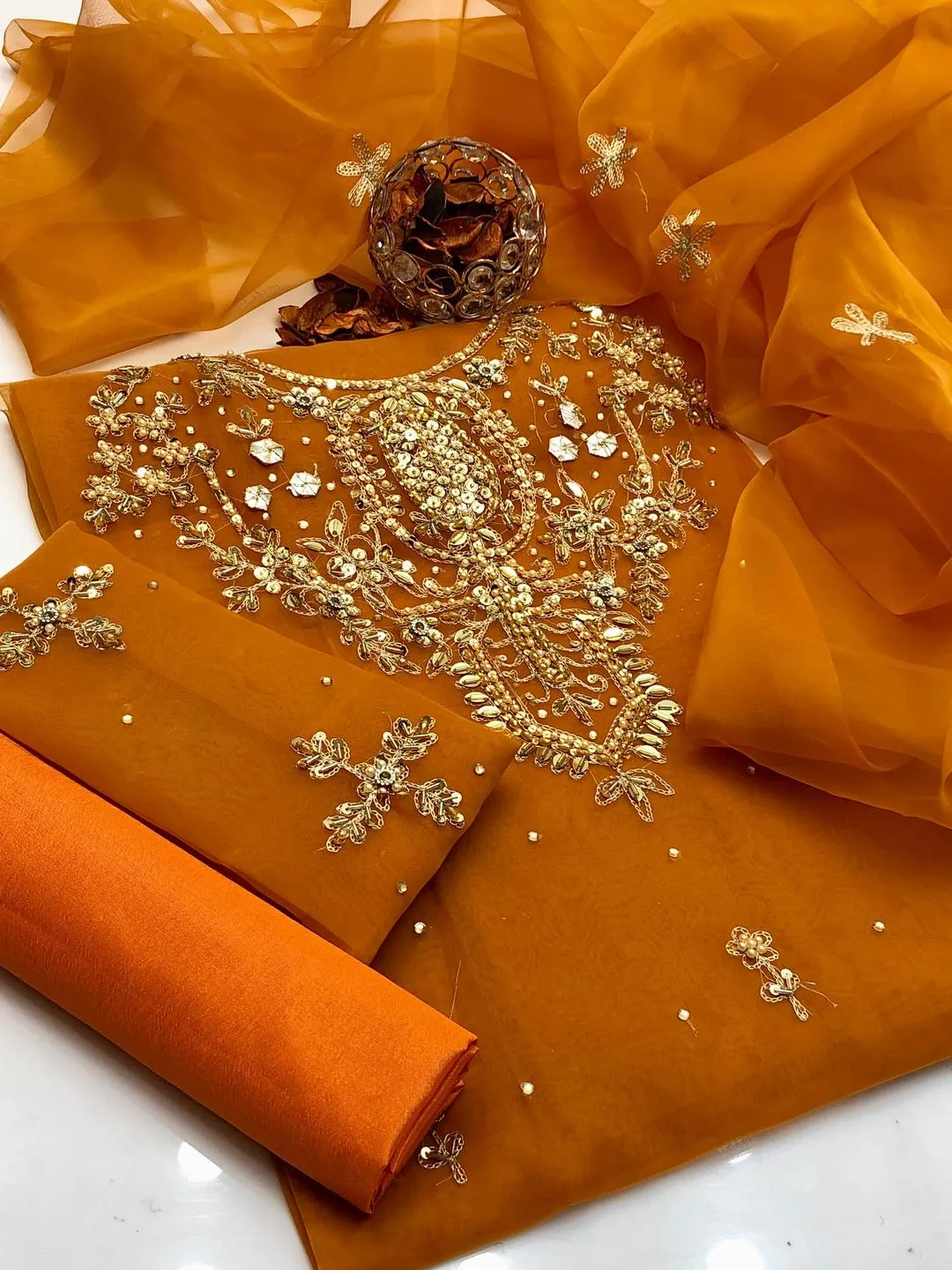 3 Pcs Women's Unstitched Hand Work Suit