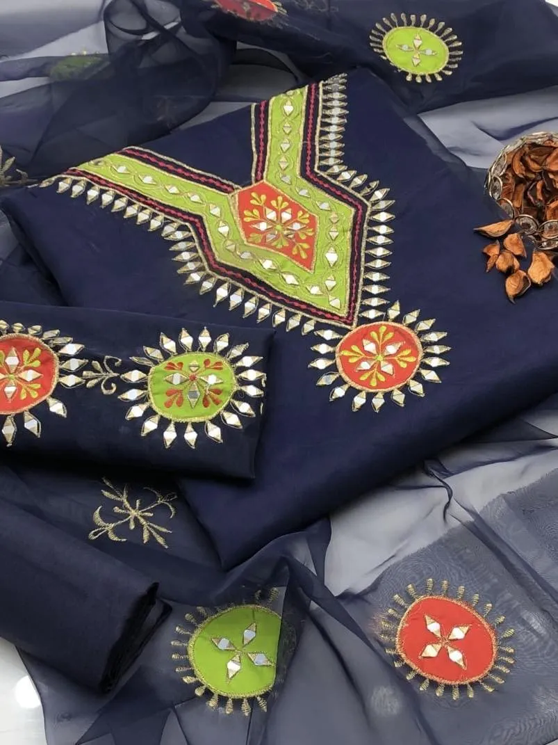 3 Pcs Women's Unstitched Hand Work Suit