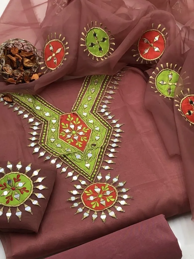 3 Pcs Women's Unstitched Hand Work Suit