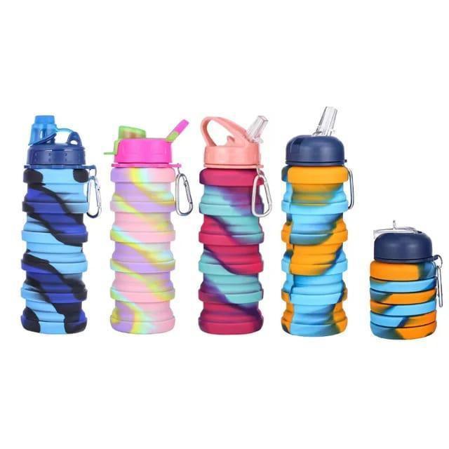 Multi-Color Portable Leak Proof Silicone Water Bottle - 500ml (1 Pc)