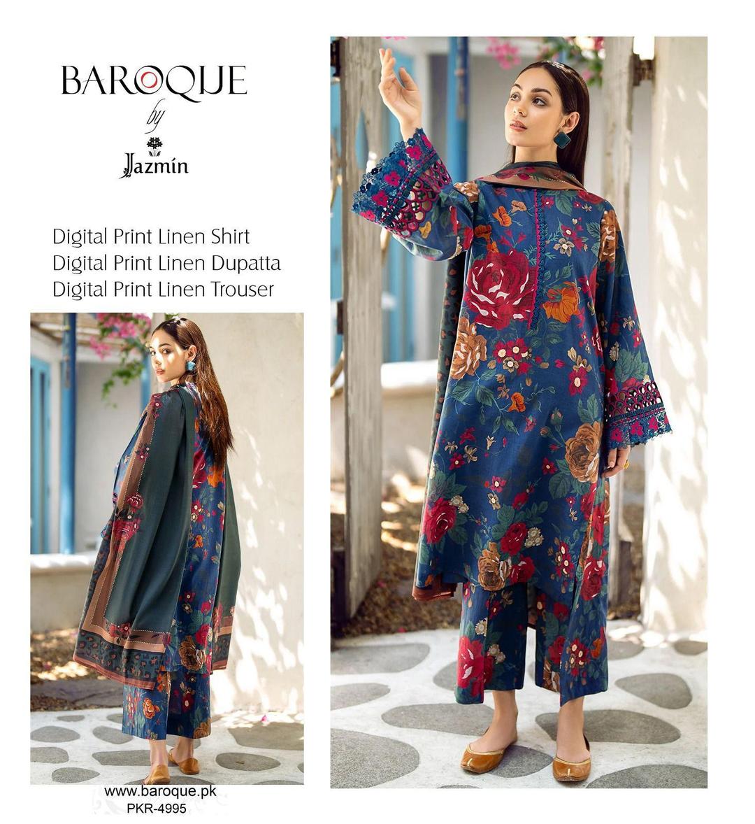 3 Pcs Women's Unstitched Linen Digital Print Suit