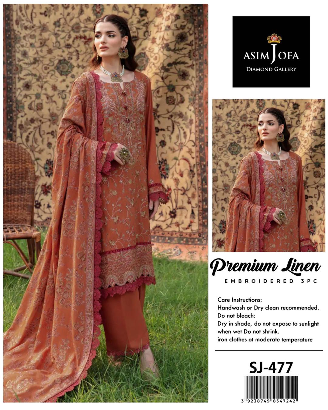 3 Pcs Women's Unstitched Sequins Embroidered Suit