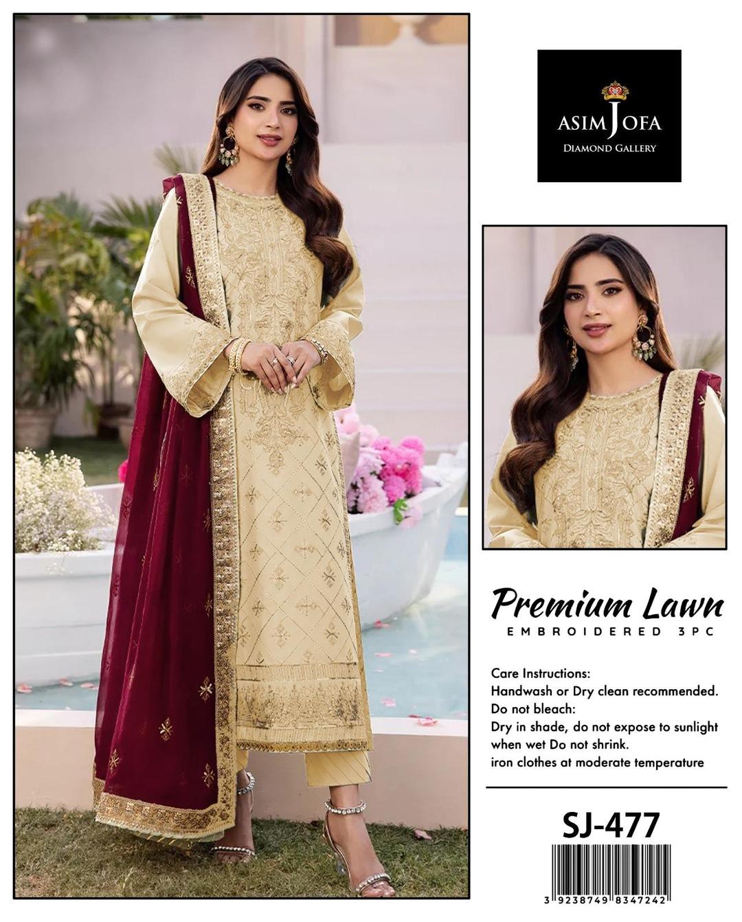 3 Pcs Women's Unstitched Embroidered Suit