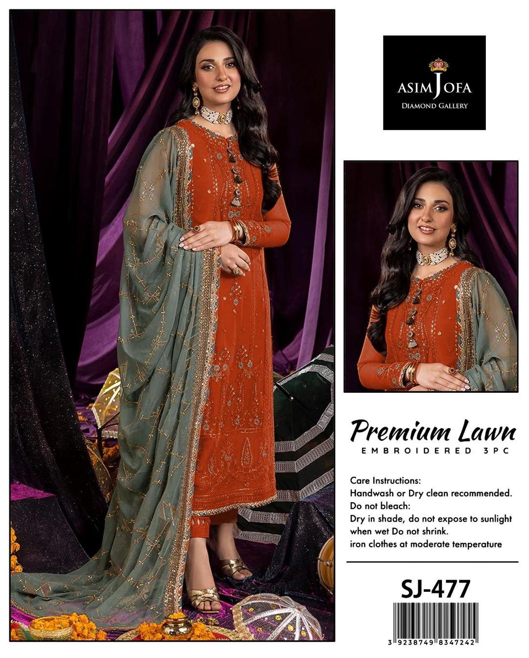 3 Pcs Women's Unstitched Embroidered Suit