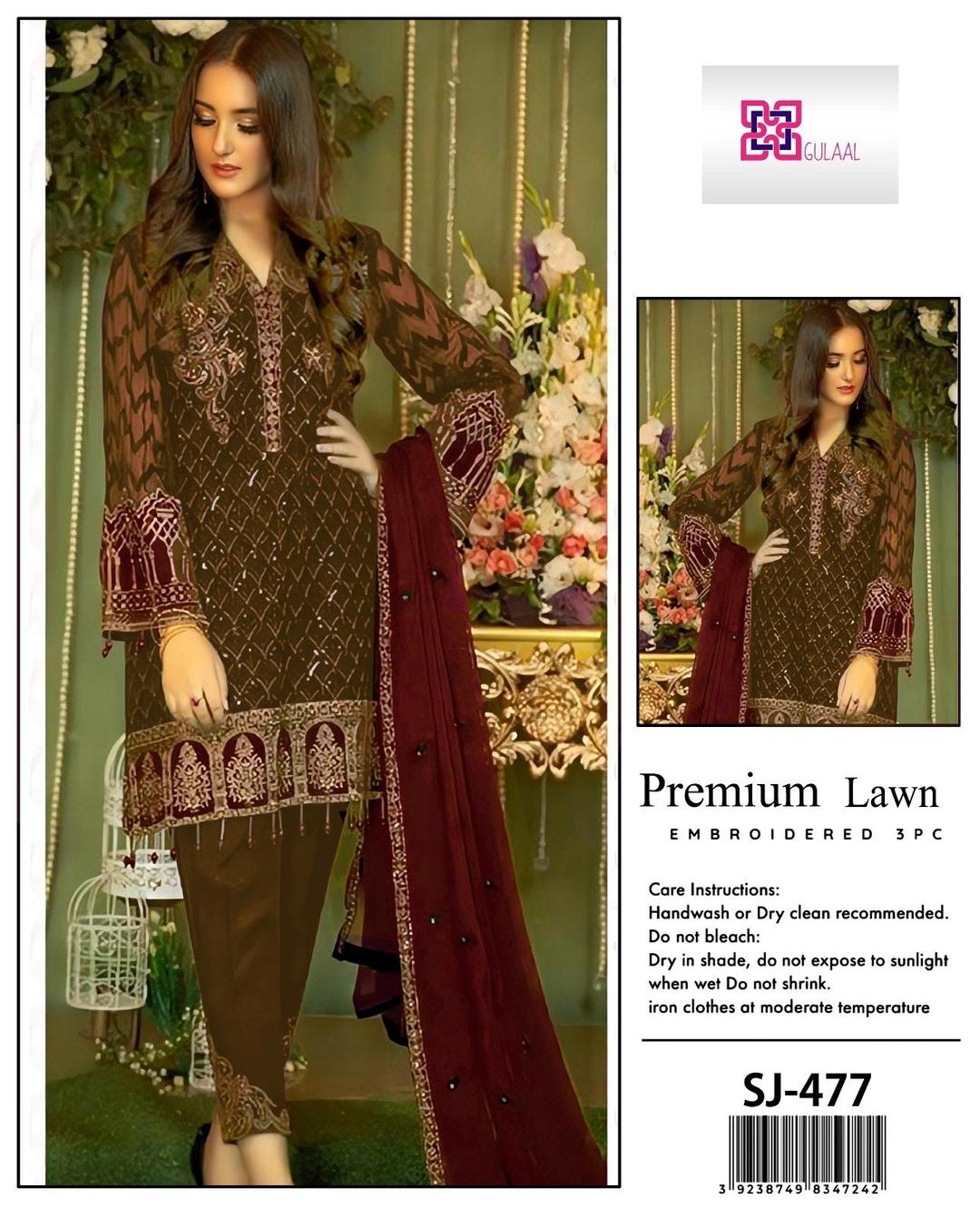 3 Pcs Women's Unstitched Embroidered Suit