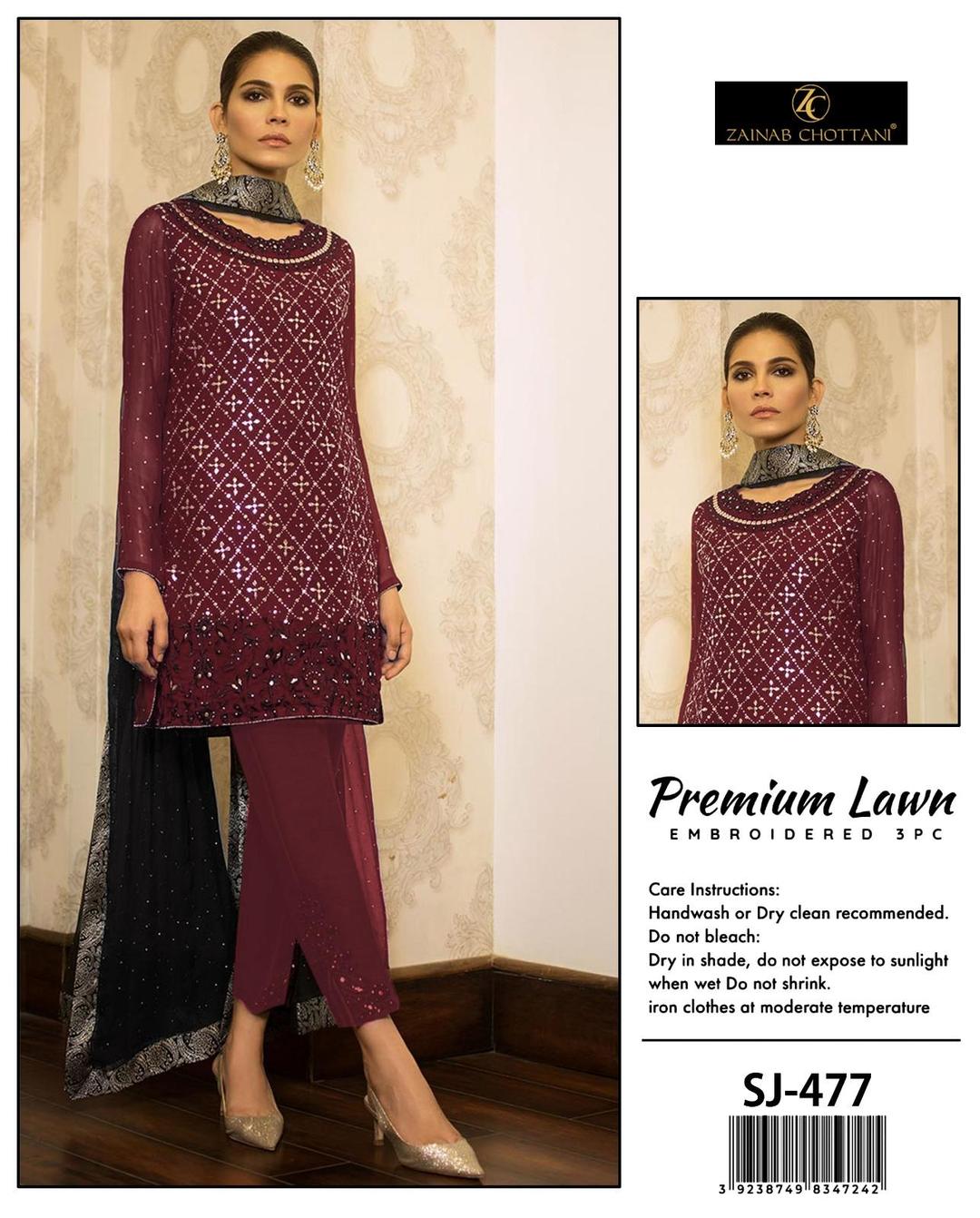 3 Pcs Women's Unstitched Embroidered Suit