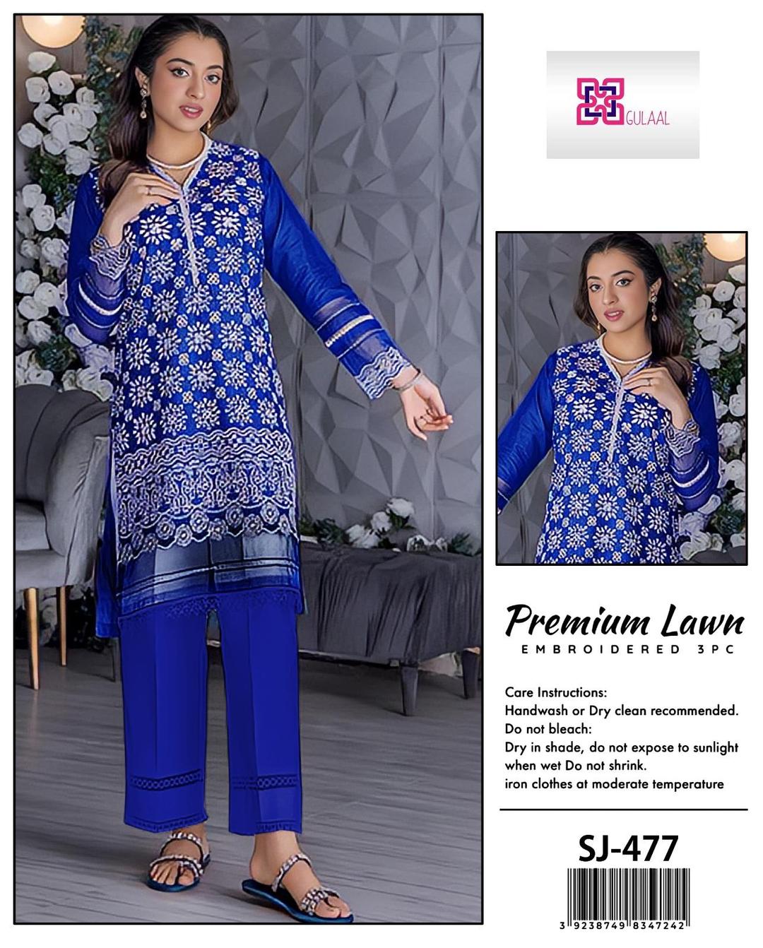 3 Pcs Women's Unstitched Embroidered Suit