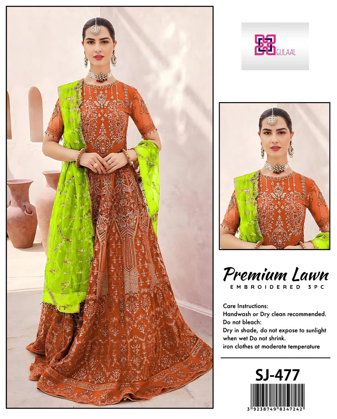 3 Pcs Women's Unstitched Embroidered Suit