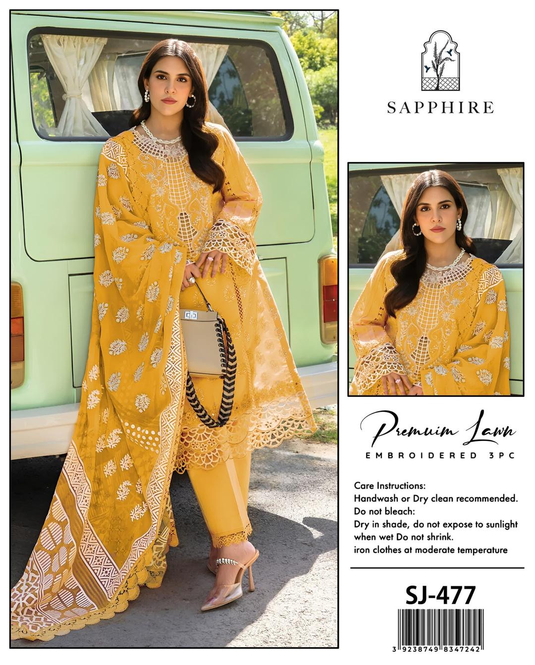 3 Pcs Women's Unstitched Chikankari Embroidered Suit