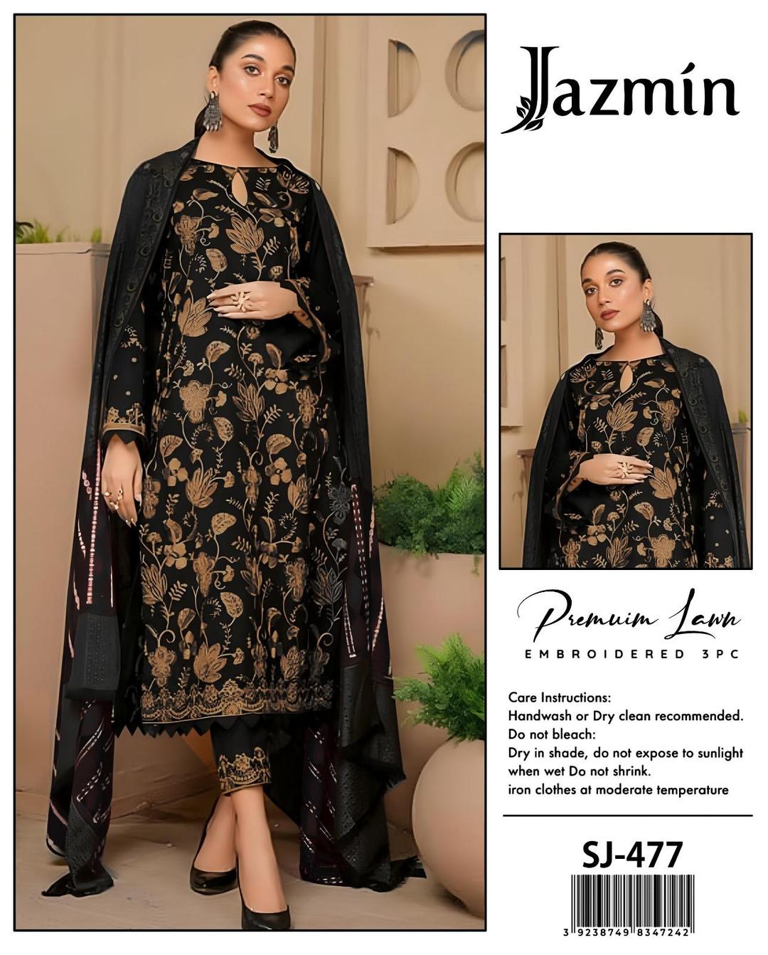 3 Pcs Women's Unstitched Embroidered Suit