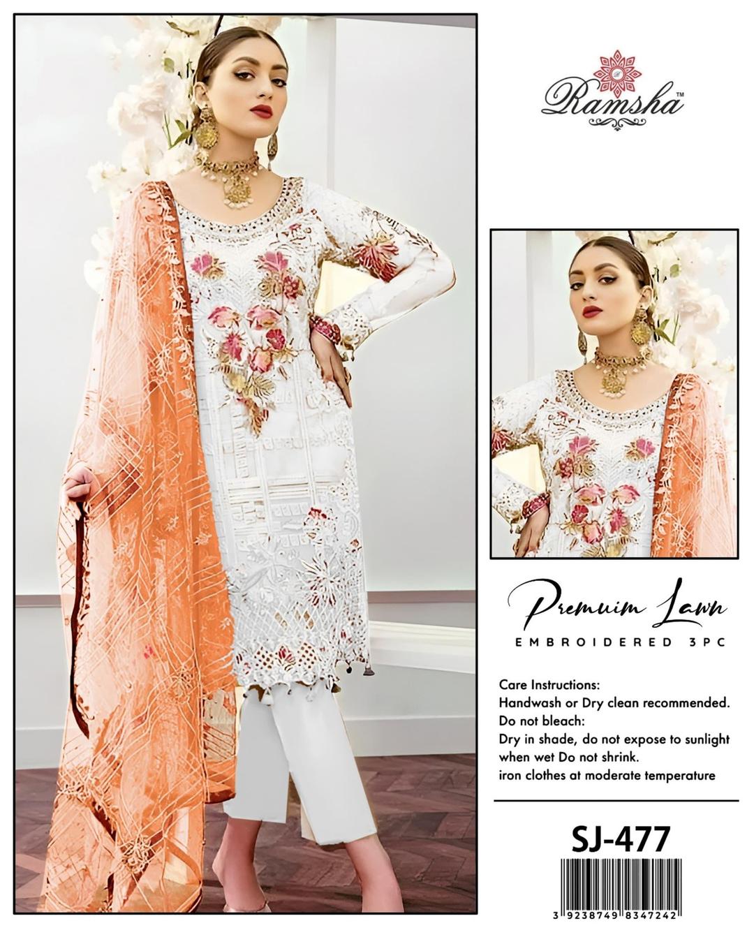 3 Pcs Women's Unstitched Embroidered Suit