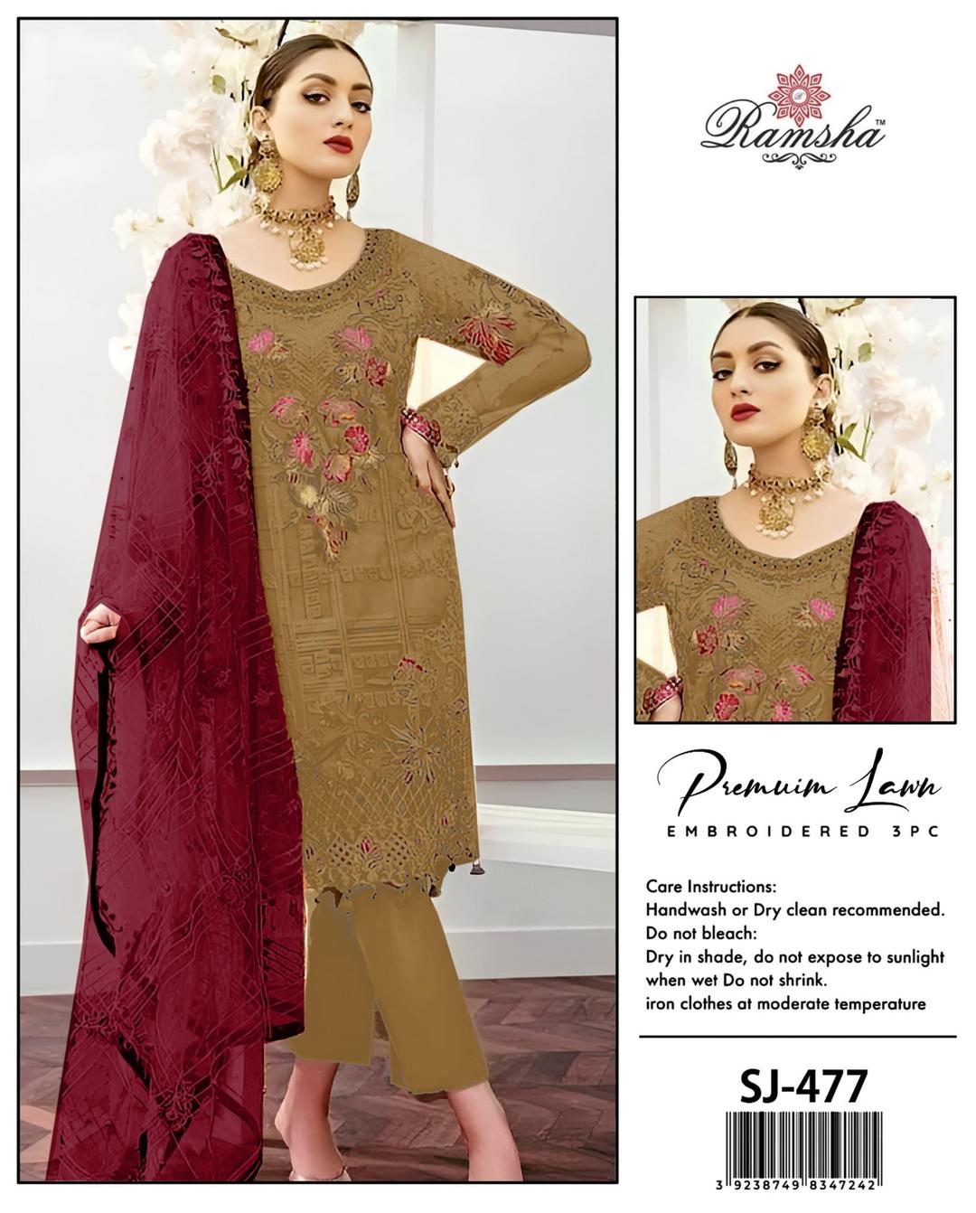 3 Pcs Women's Unstitched Embroidered Suit