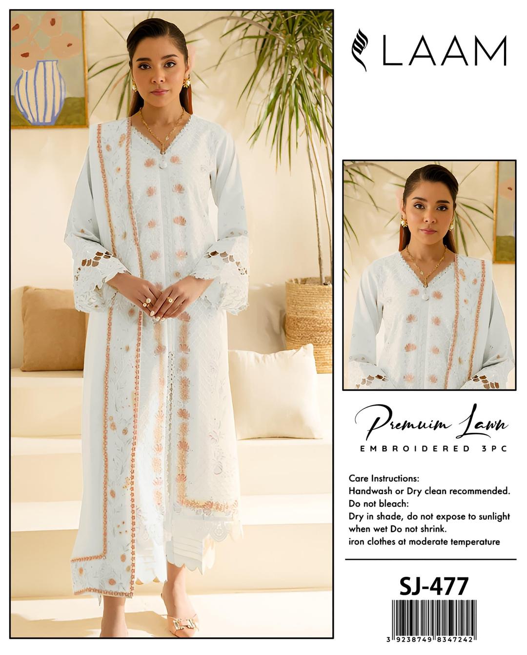 3 Pcs Women's Unstitched Embroidered Suit