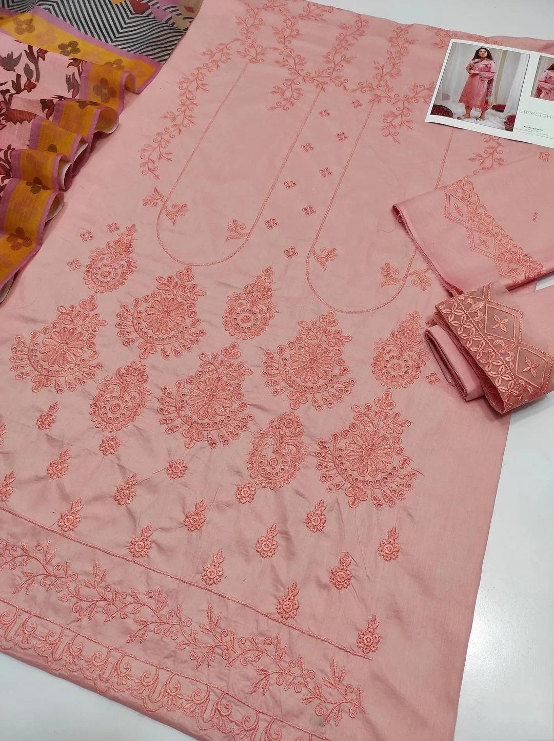 Pink Embroidered Lawn 3Pcs Set for Women