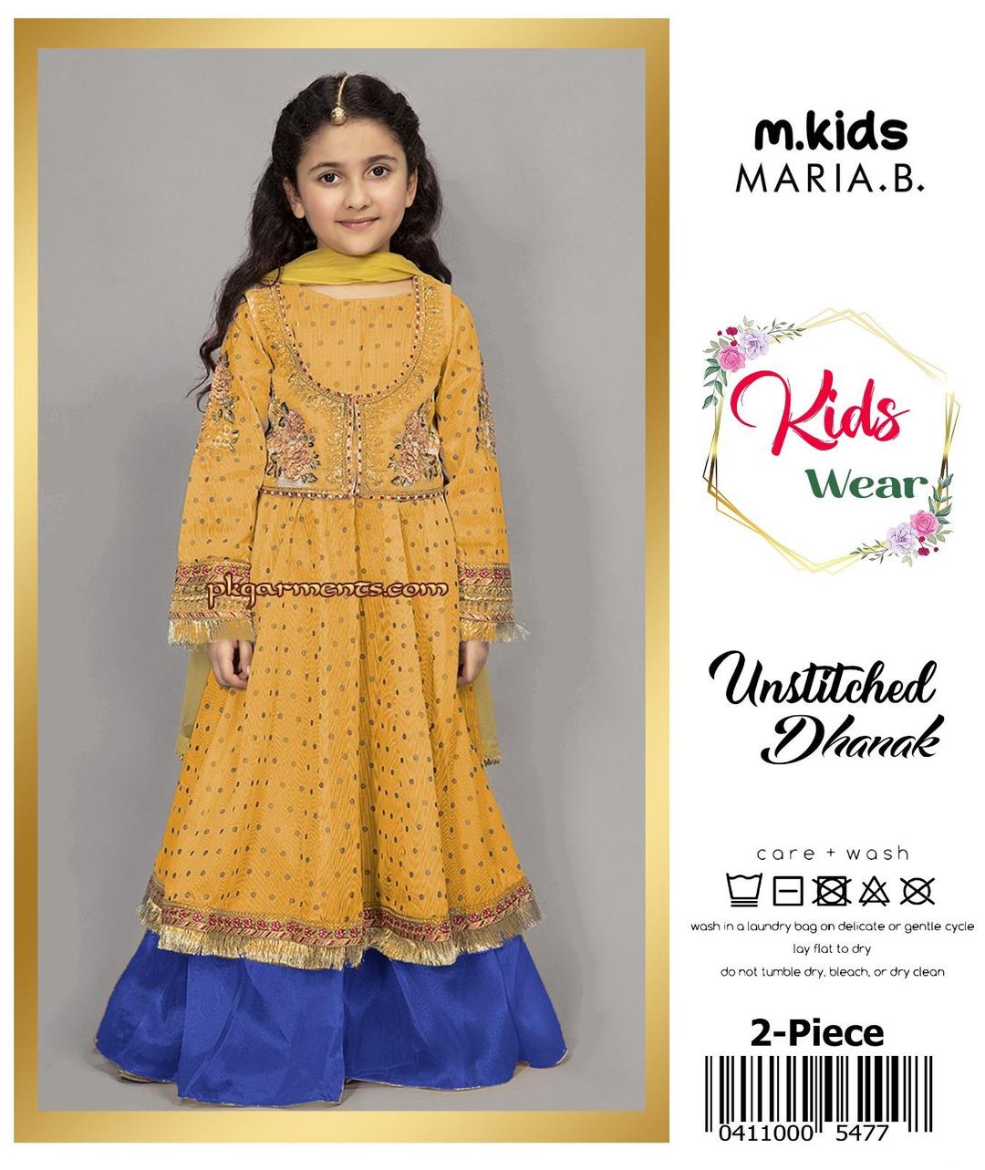 2 Pcs Girl's Dhanak Embroidered Unstitched Suit