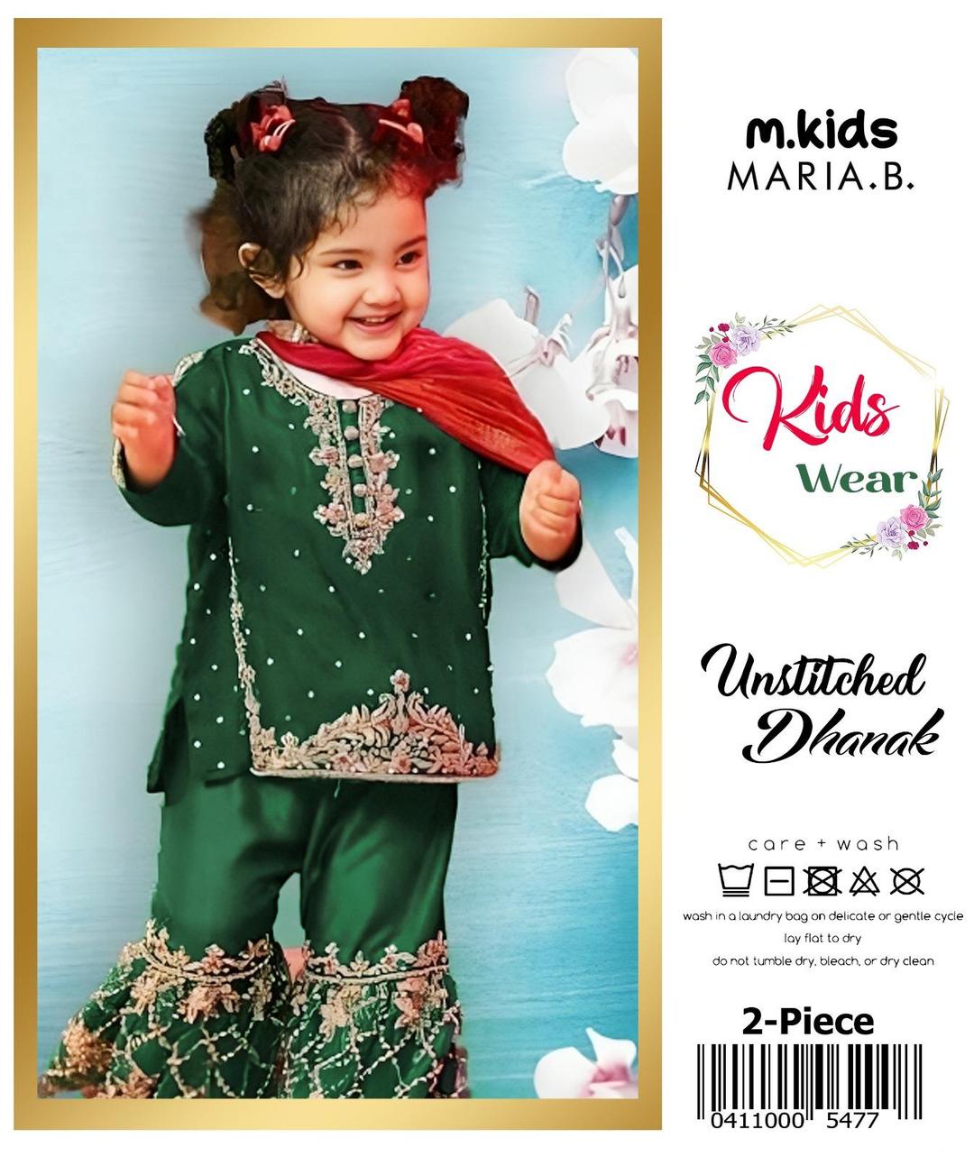 2 Pcs Girl's Dhanak Embroidered Unstitched Suit