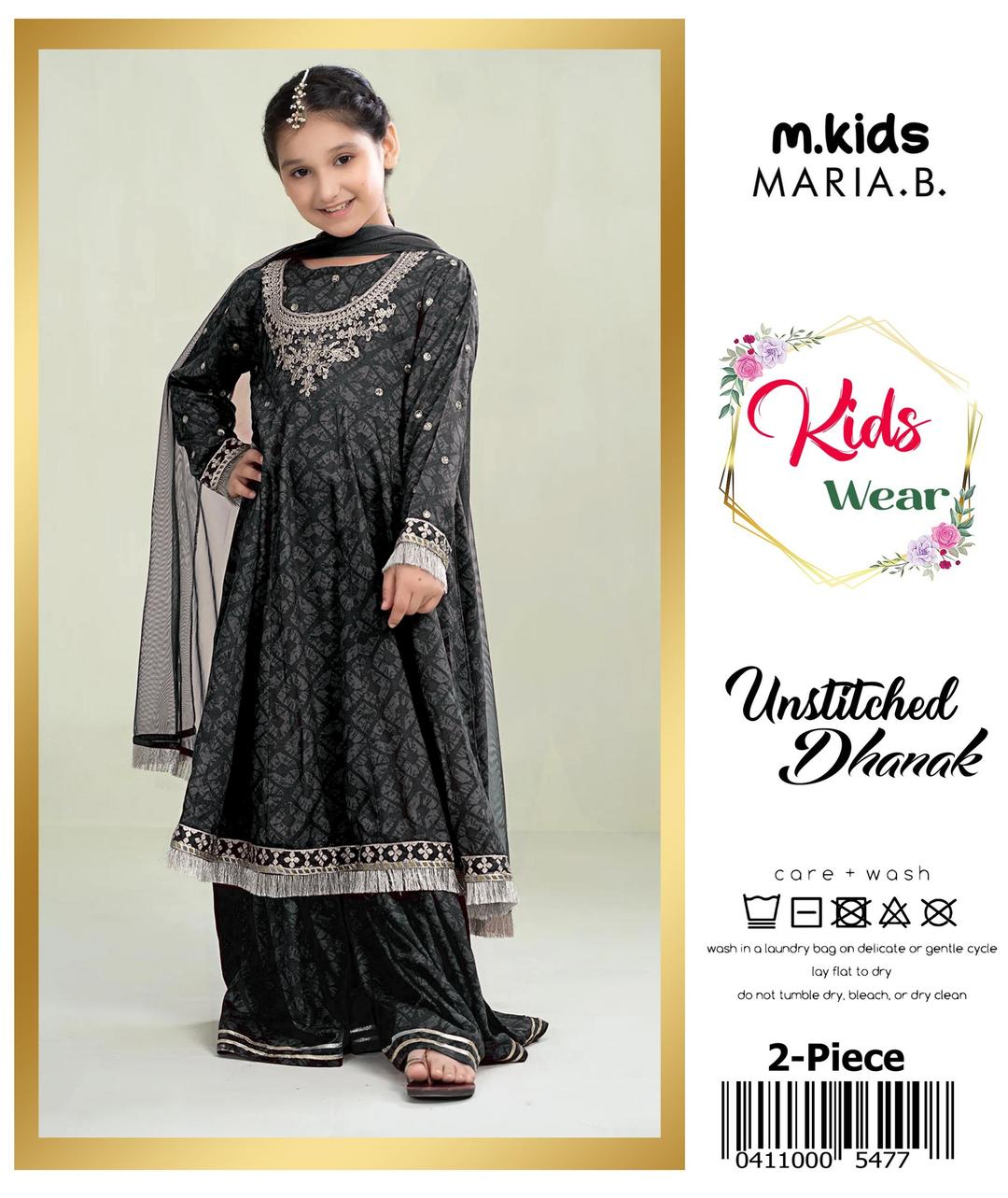 2 Pcs Girl's Dhanak Embroidered Unstitched Suit