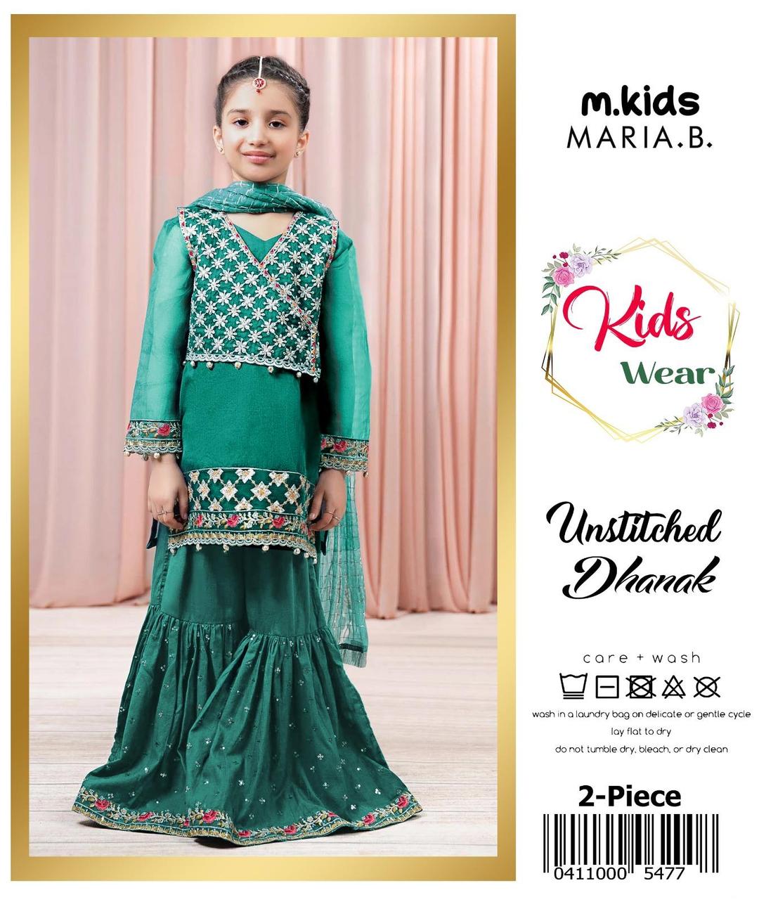 2 Pcs Girl's Dhanak Embroidered Unstitched Suit