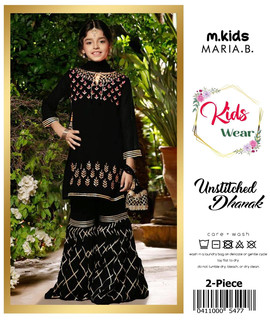 2 Pcs Girl's Dhanak Embroidered Unstitched Suit