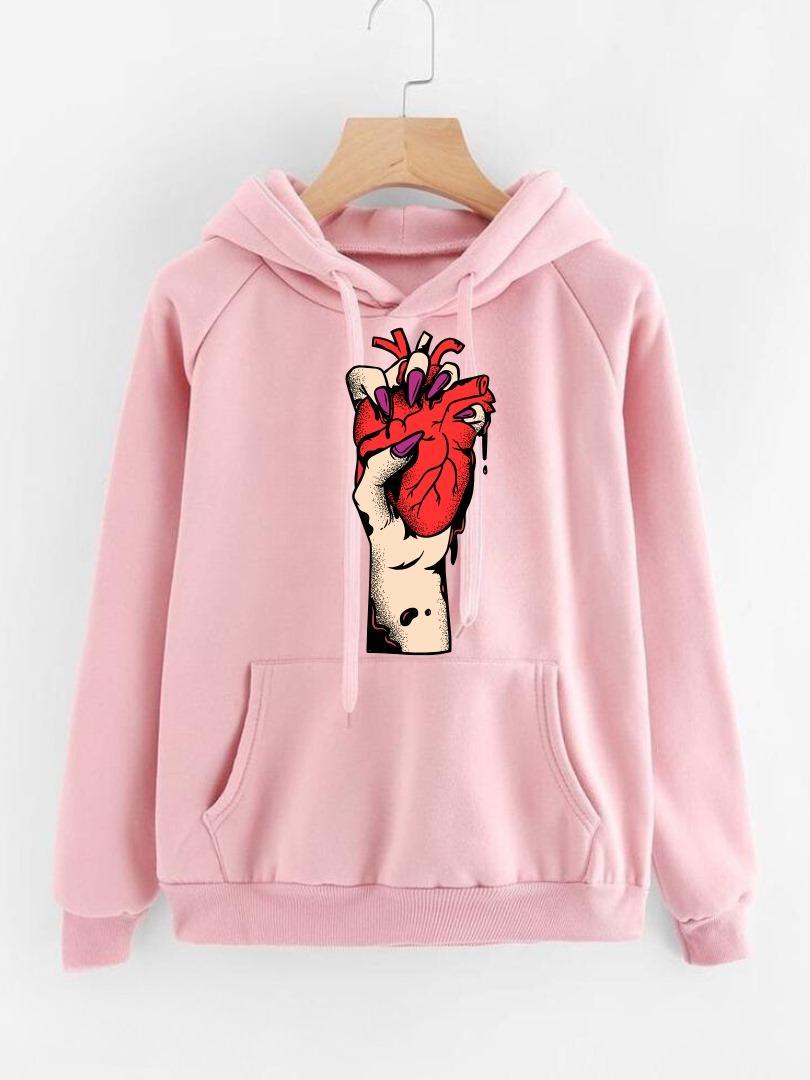 Stylish Printed Hoodie For Girls - 1 Pc