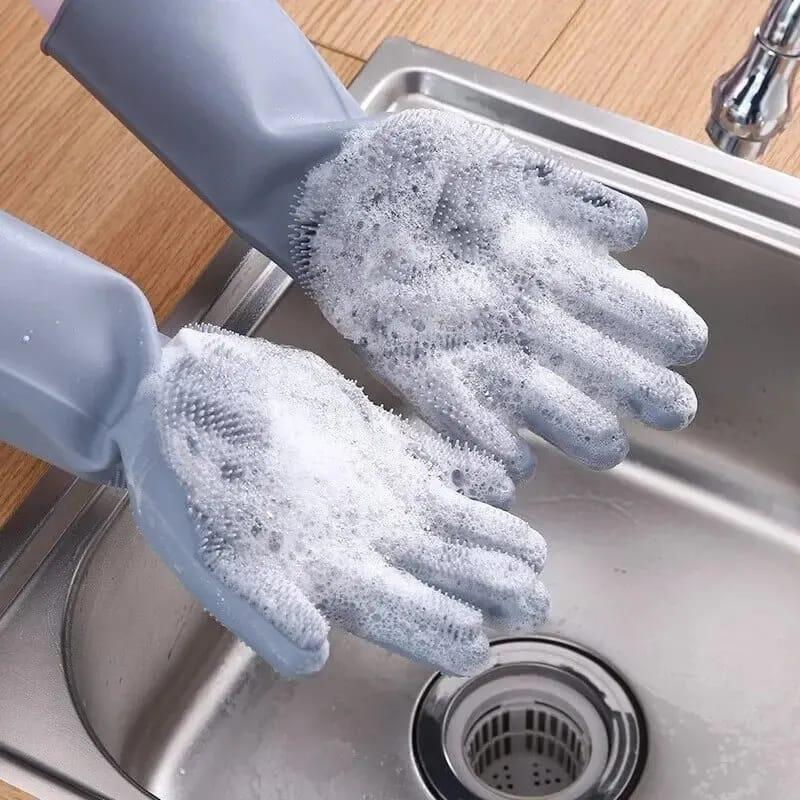 Multicolor Silicone Dish Washing Gloves - 2 Pcs