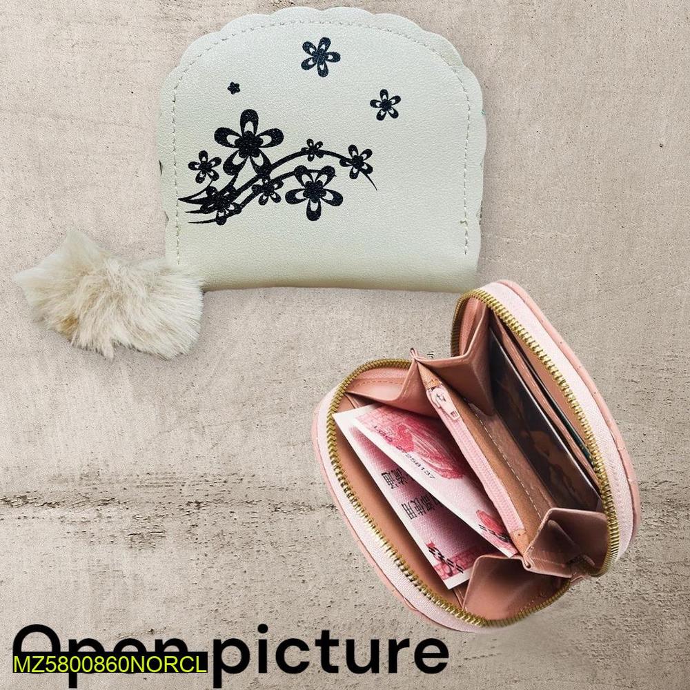 Women's Leather Printed Zipper Wallet