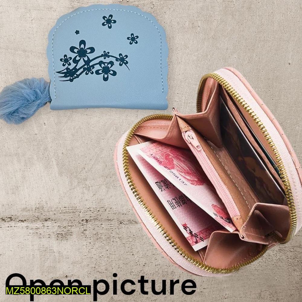 Women's Leather Printed Zipper Wallet