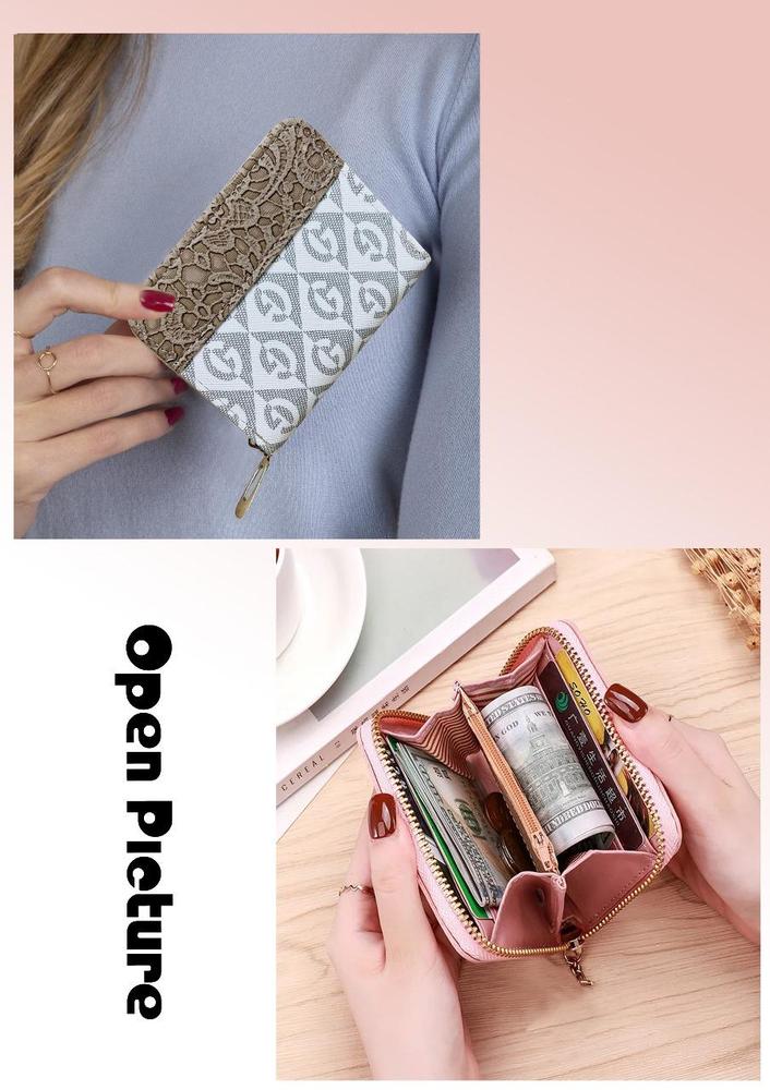 Women's Leather Printed Zipper Wallet