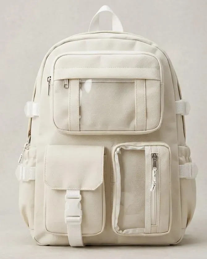 Casual Backpack with transparent pocket