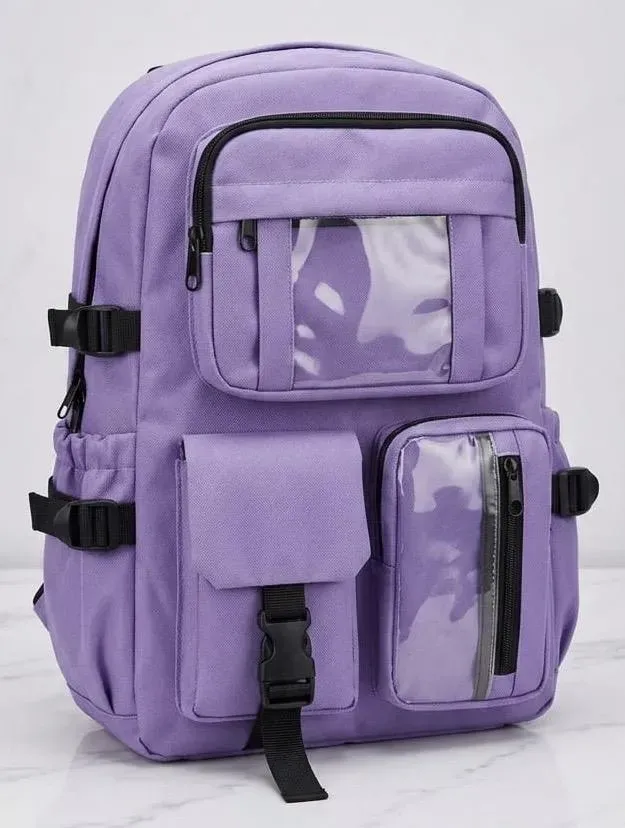 Casual Backpack with transparent pocket