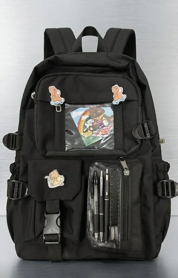 Casual Backpack with transparent pocket