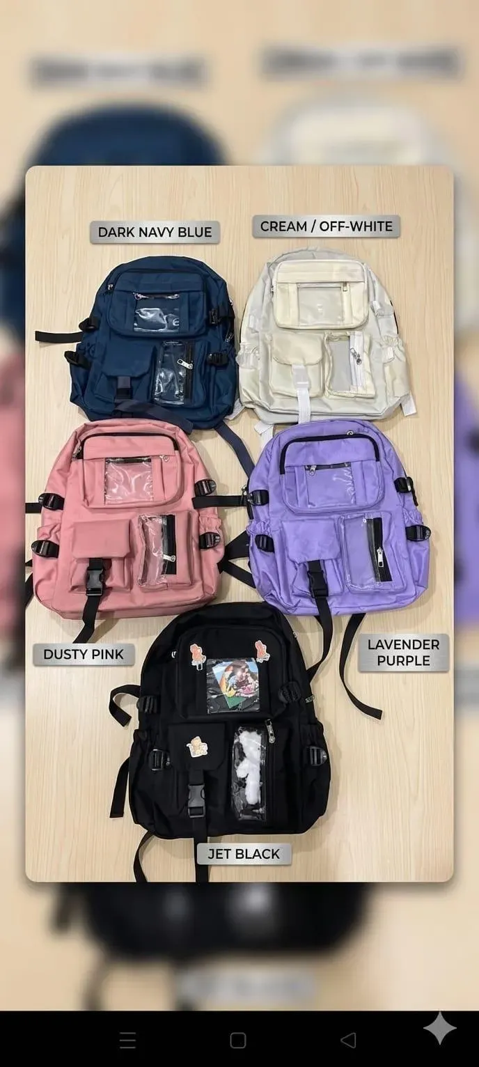 Casual Backpack with transparent pocket