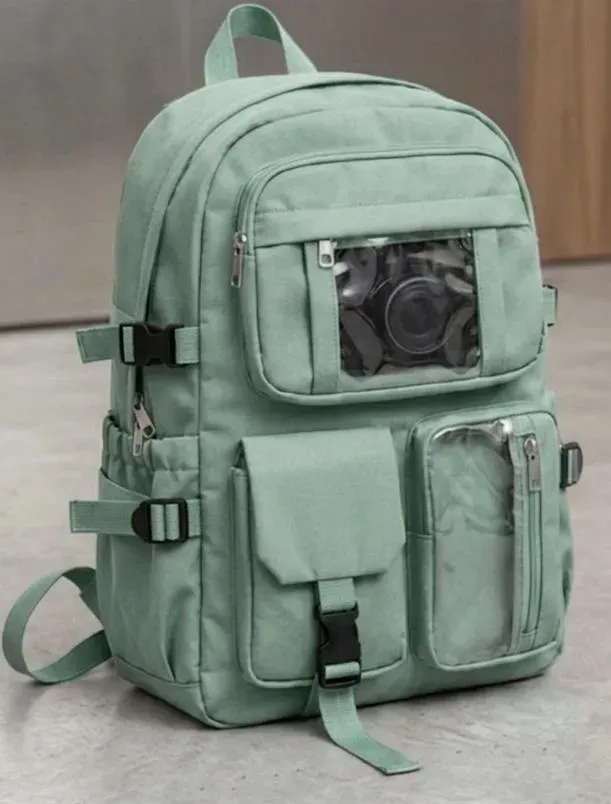 Casual Backpack with transparent pocket