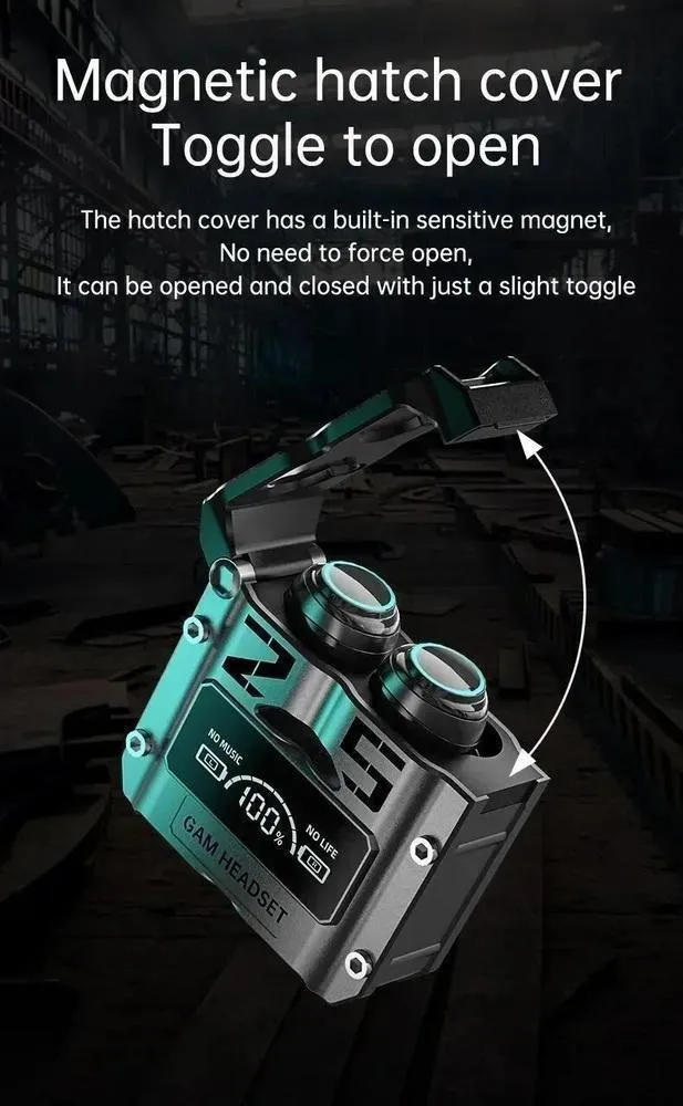 Gaming Earbuds HD Sound Black Blue Bluetooth 5.1