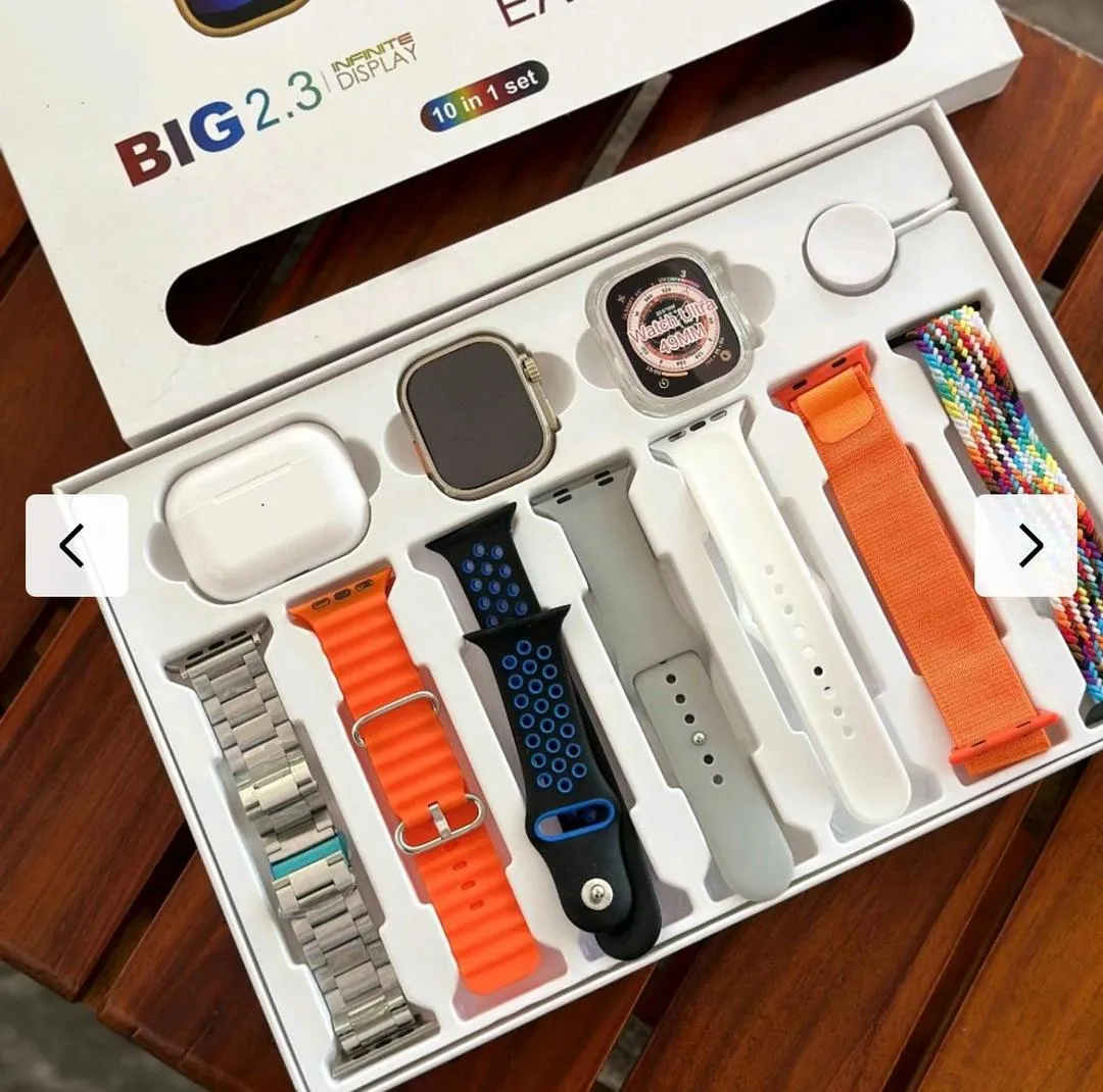 Smart Watch Ultra with Earbuds Golden 2.3" Display